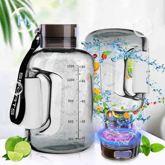 1.5L Large Capacity Portable Hydrogen Water Bottle Generator,Hydrogen Water Bottle, Hydrogen Water Generator with SPE/PEM Technology,for Outdoor sports/indoor fitness,Gifts for friends who love sports