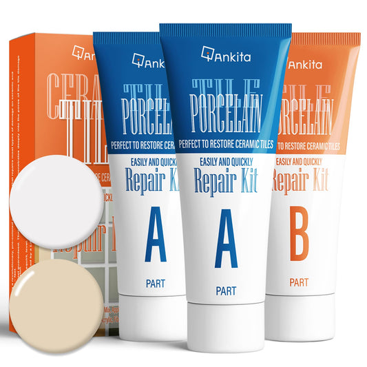 Ankita Ceramic Tile Repair Kit (Beige/White Kit), Tile Repair Kit with Super Strong Adhesion, Floor Cracked Tile Filler for Cracks, Chips, Holes on Ceramic, Porcelain, Acrylic, Fiberglass, Enamel