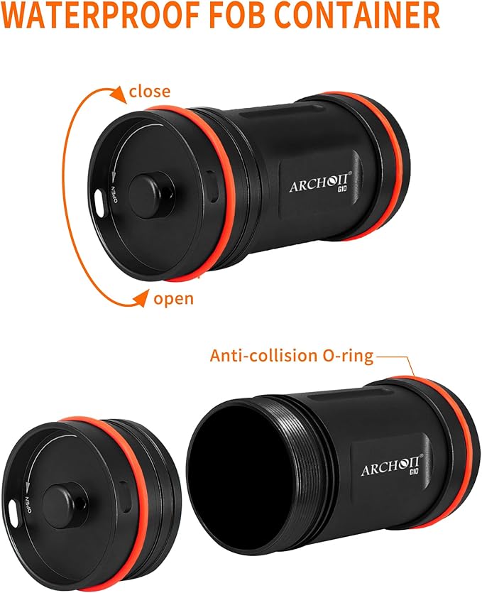 ARCHON Aluminum Alloy Waterproof Car Key Holder FOB Case, Keychain Dry Storage Box for Swimming,Diving Essential, Small Bag Kit for Boating