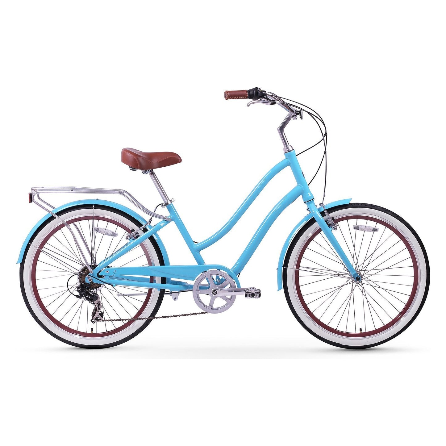 sixthreezero EVRYjourney Women's Beach Cruiser Bike, Step-Through Touring Hybrid Bicycle