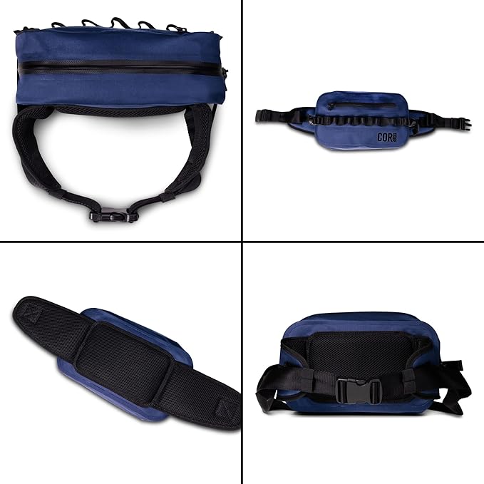 Waterproof Waist Pack 2.5L | Waterproof Belt Bag with Wide, Comfortable Waist Strap, Floating Waterproof Fanny Pack for Travel, Fly Fishing, Beach, Swimming, Paddleboarding, Kayaking (Dark Blue)