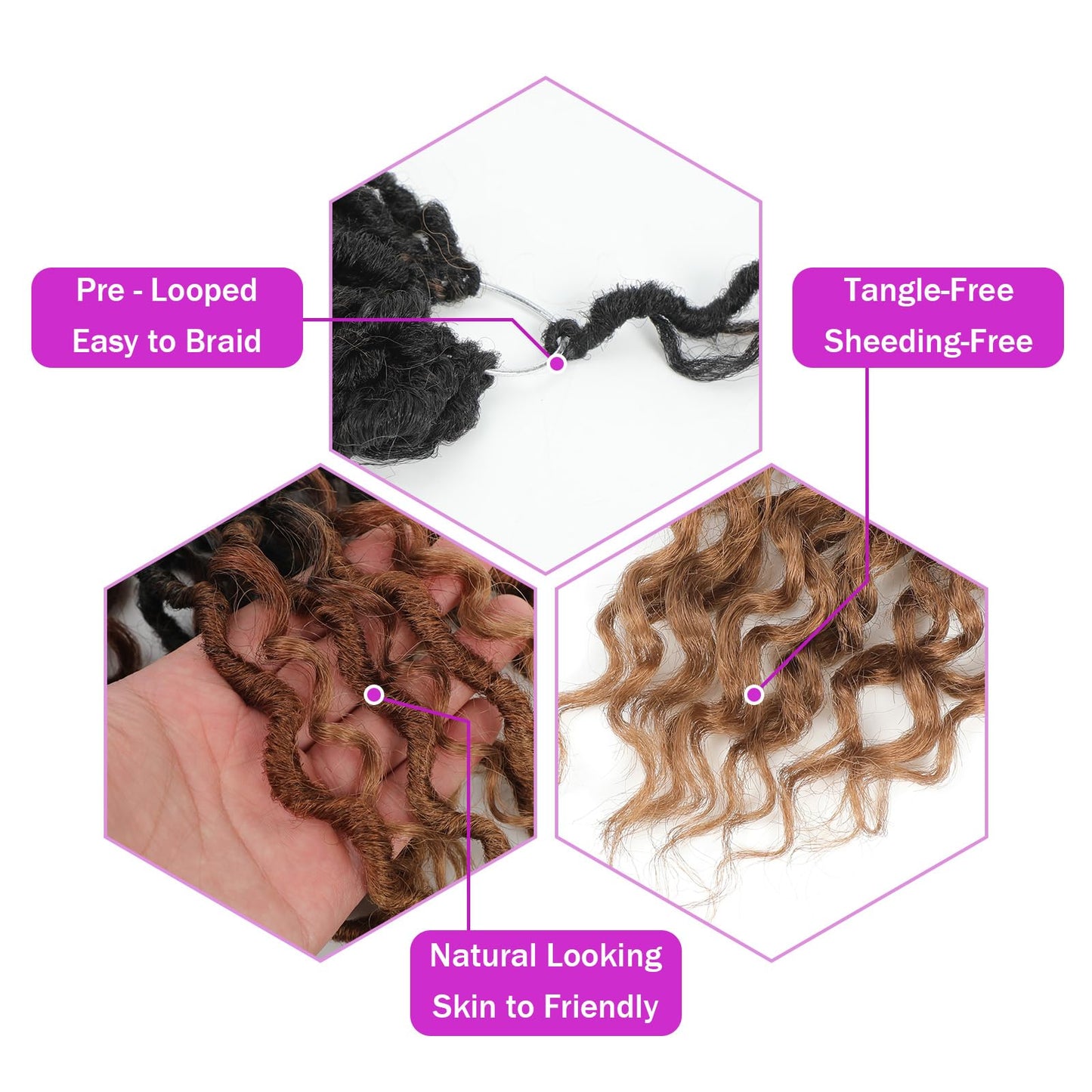 AMELI Goddess Locs Crochet Hair 14Inch Pre Looped Faux Locs Crochet Hair with Curly Ends 8Packs Bohemian Crochet Braids Hair for Black Women1B/30/27