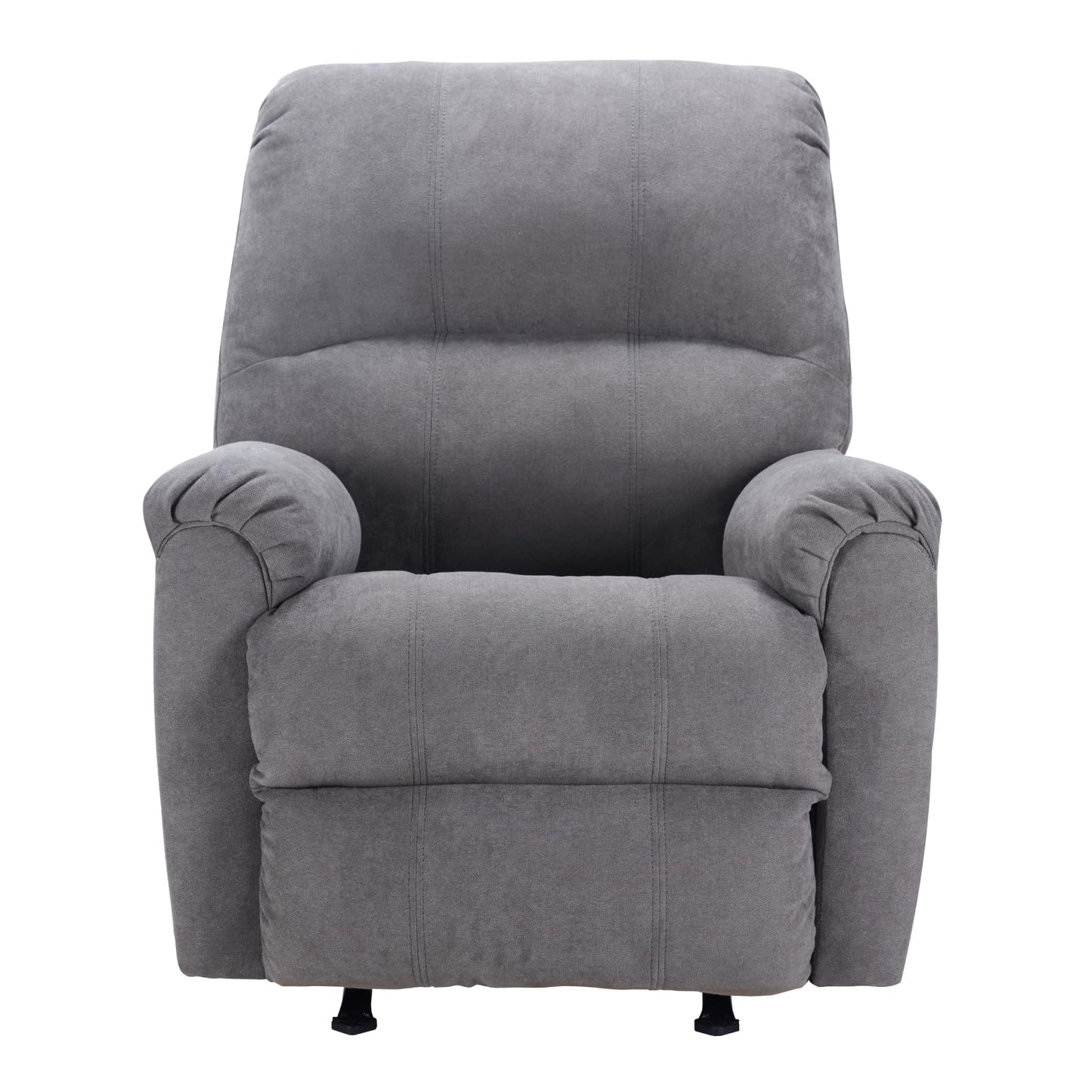 CANMOV Rocker Recliner Chair for Adults,Manual Recliner Chair with Overstuffed Backrest and Armrests, Soft Fabric Manual Rocking Reclining Sofa for Living Room,Grey