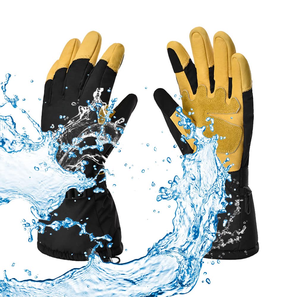 1Storm Deerskin Leather 3M Tinsulate Insulation Touchscreen Winter Gloves Ski Snowboard Cycling Bike