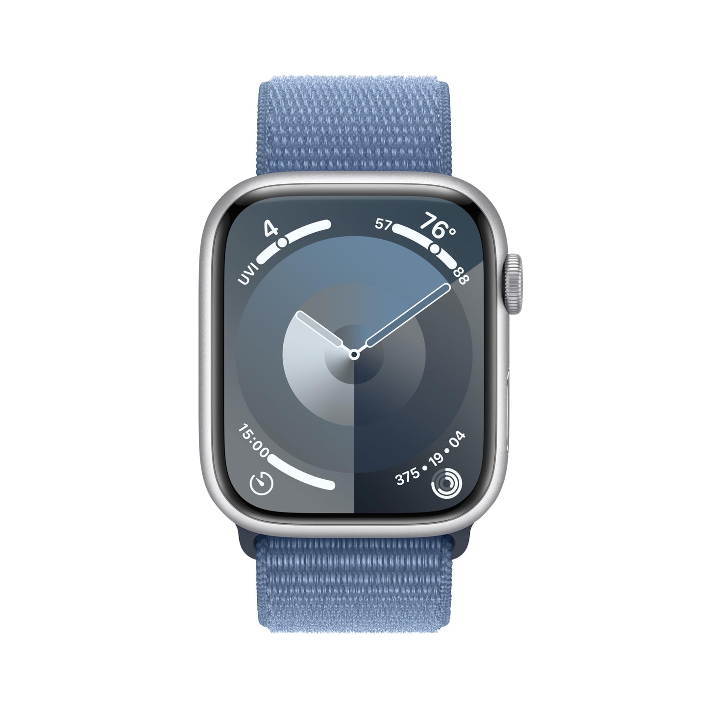 Apple Watch Series 9 [GPS, 45mm] - Silver Aluminum Case with Winter Blue Sport Loop (Renewed)