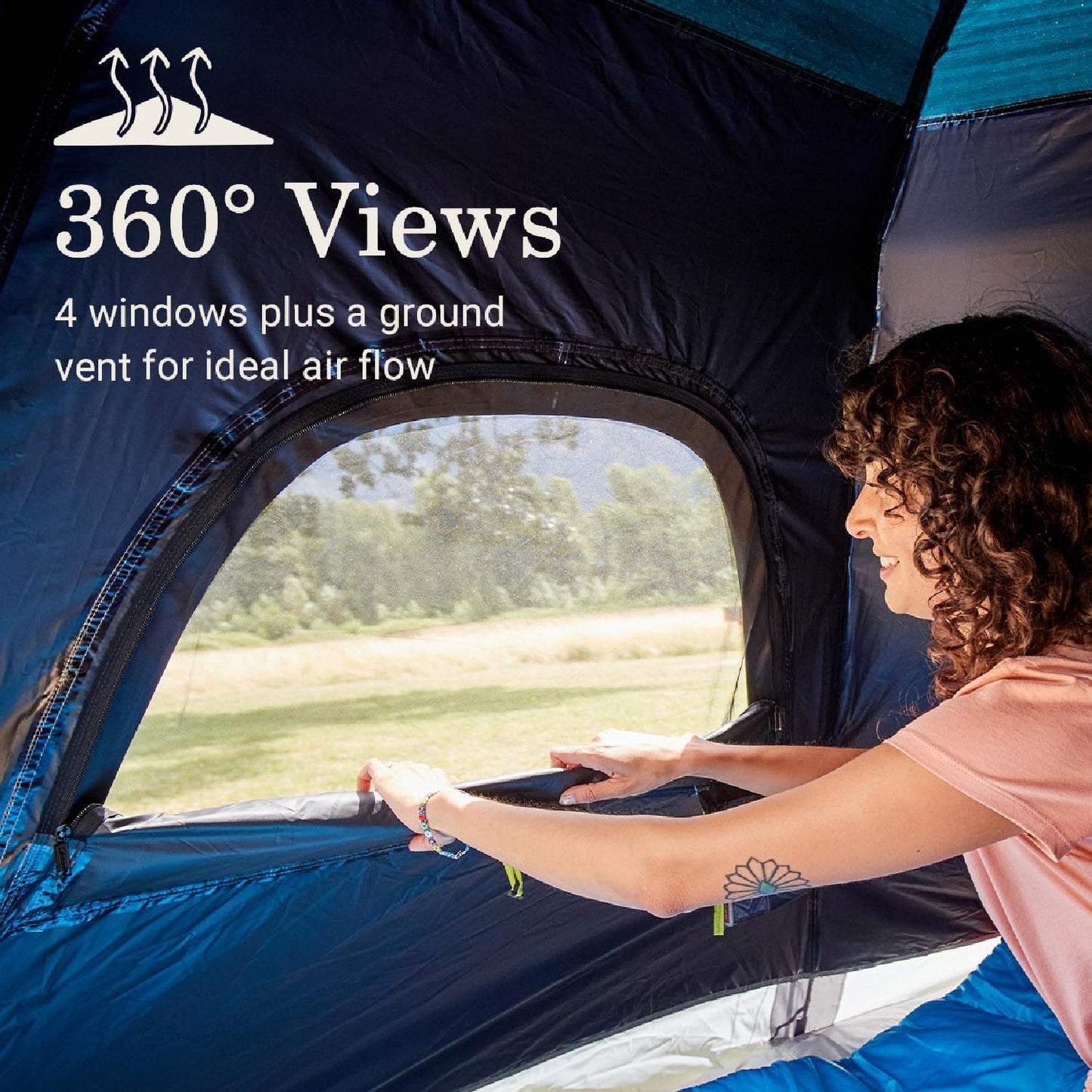 Toogh 3/4 Person Camping Tent with 1 Door, 4 Windows, and Upgraded Ventilation– Instant Setup, Waterproof, 8'x 8'x 67''Oxford Fabric Floor Pop Up in 60 Seconds Includes Rainfly and Backpack