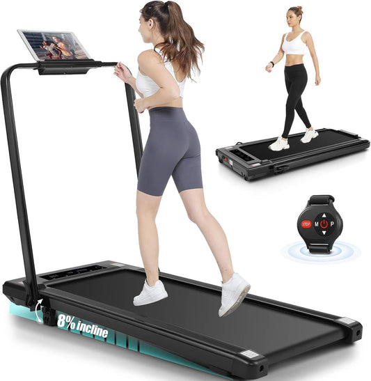 ANCHEER Folding Under Desk Treadmill, 2 in 1 Walking Pad Treadmill with Remote Control, Quiet Jogging Running Electric Machine for Home Office