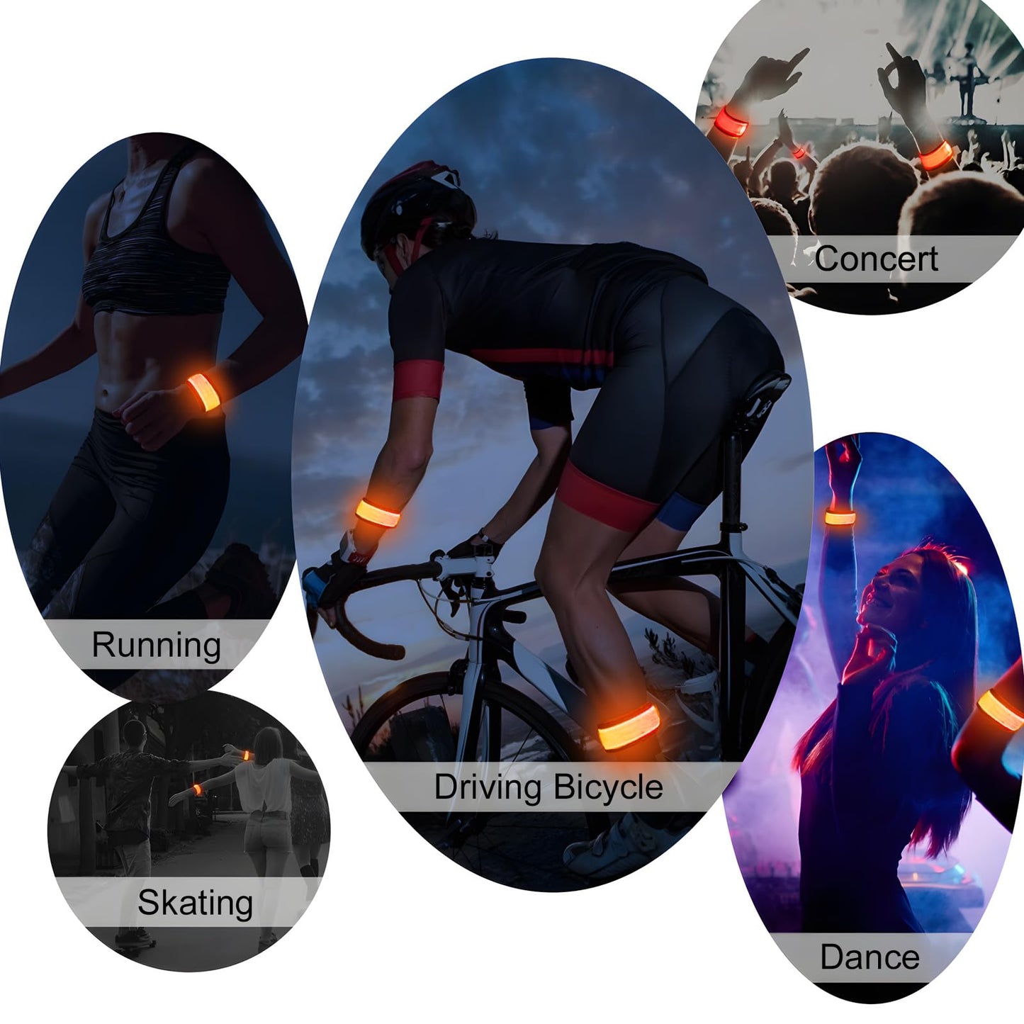 esonstyle Pack of 6 LED Light Up Band Slap Bracelets Night Safety Wrist Band for Cycling Walking Running Concert Camping Outdoor Sports
