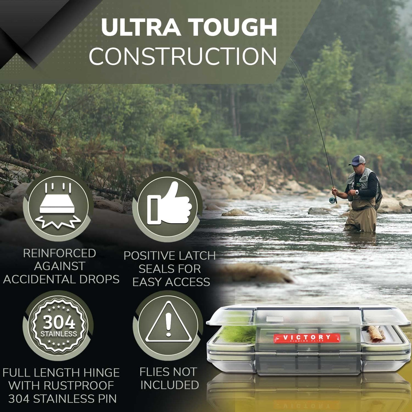 Lear Series 3200 Fly Fishing Box - Waterproof Double Sided Tackle Organizer Case for Your Trout and Bass Gear - Fly Box to Store Flies and Equipment Neatly (Medium)