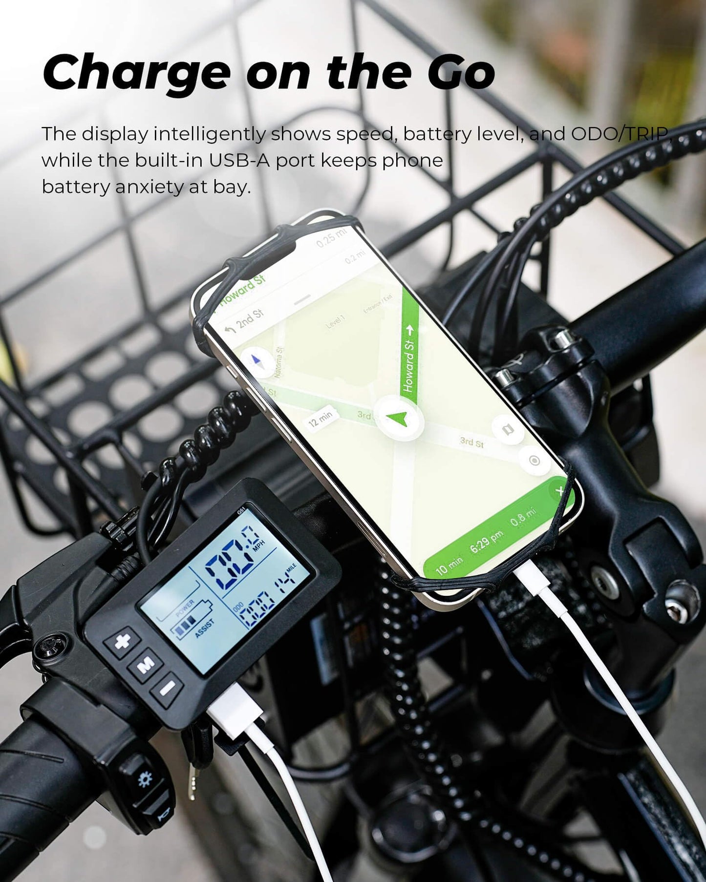 isinwheel M40 Folding Electric Bike for Adults 500W Ebike with Basket, Dual USB Charging Ports, Full Suspension, 7 Speed Gearshift, 20mph Foldable Electric Bicycles, 26" Electric Mountain Bike