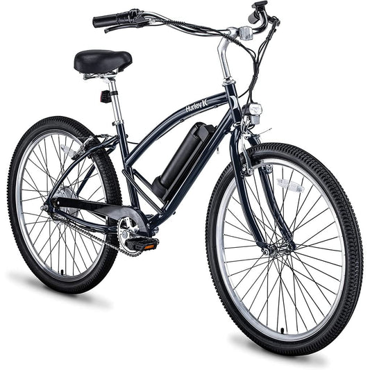 Hurley Electric Bikes Kickflip Beach Cruiser Single Speed E-Bike (Navy, Medium / 16 Fits 5'4"-6'1")