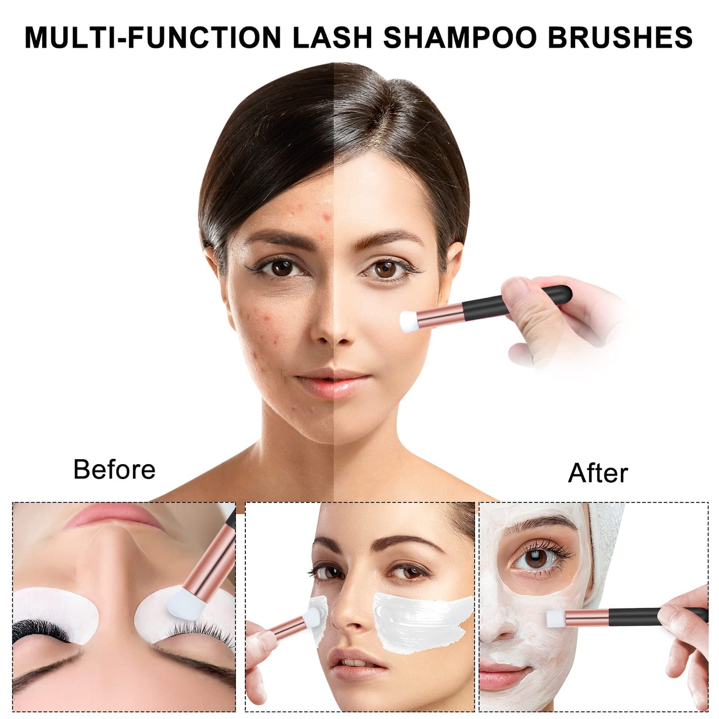 kioooki 105 Pcs Lash Fan Kit, USB Mini Portable Fans Rechargeable Electric Handheld Air Conditioning Lash Shampoo Brushes Nose Blackhead Facial Cleaning Brush Plastic Wash Bottle