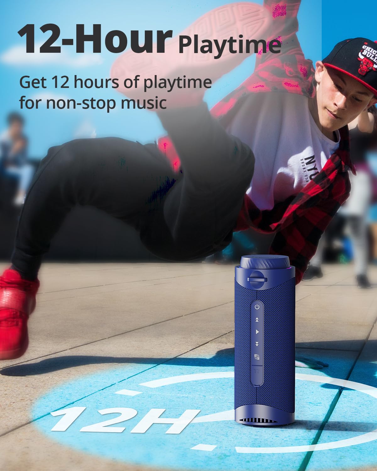 Tronsmart T7 Portable Bluetooth Speakers with 30W 360°Surround Sound, Bluetooth 5.3, Enhanced Bass, Wireless Stereo Pairing, Custom EQ via APP, IPX7 Waterproof Speaker for Party, Home, Outdoor(Blue)