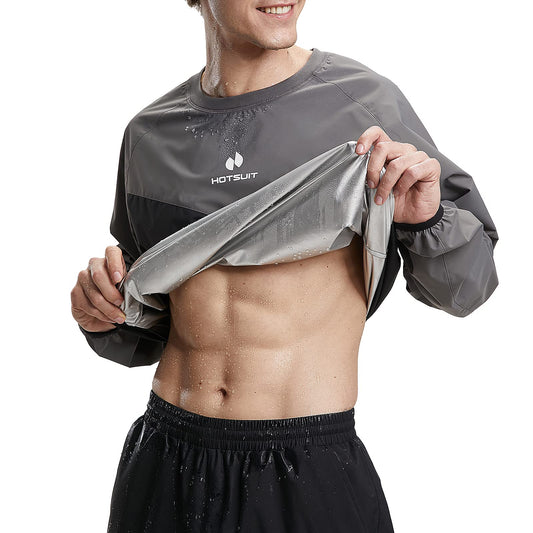 HOTSUIT Sauna Suit for Men Sweat Suits Sauna Jacket Gym Workout Lightweight Anti Torn Full Body, Gray, M