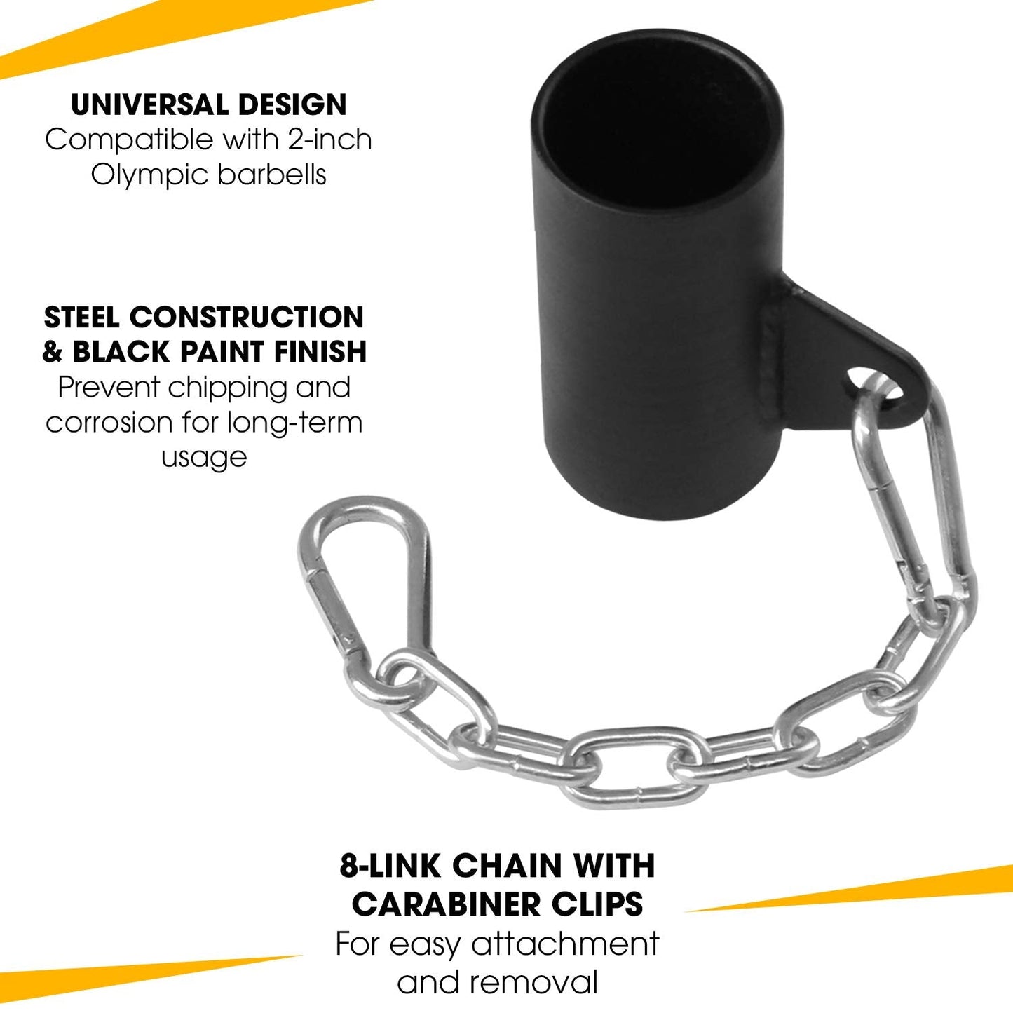 Yes4All Single Eyelet Landmine Bar Attachment with Chain – Fits Perfectly 1” and 2” Barbell – T-bar Row Eyelet Attachment (Black)