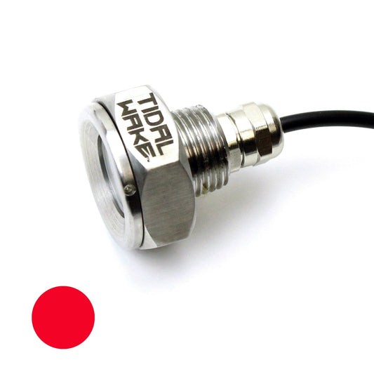 Tidal Wake IP68 Underwater 1/2in Standard Boat Drain Plug LED Light Built-in Driver & Overheat Protection 3 Yr/50,000hr Warranty, 316 Stainless Steel, 12-30v/27w,1800 lumen w/Storage Bag (Red)