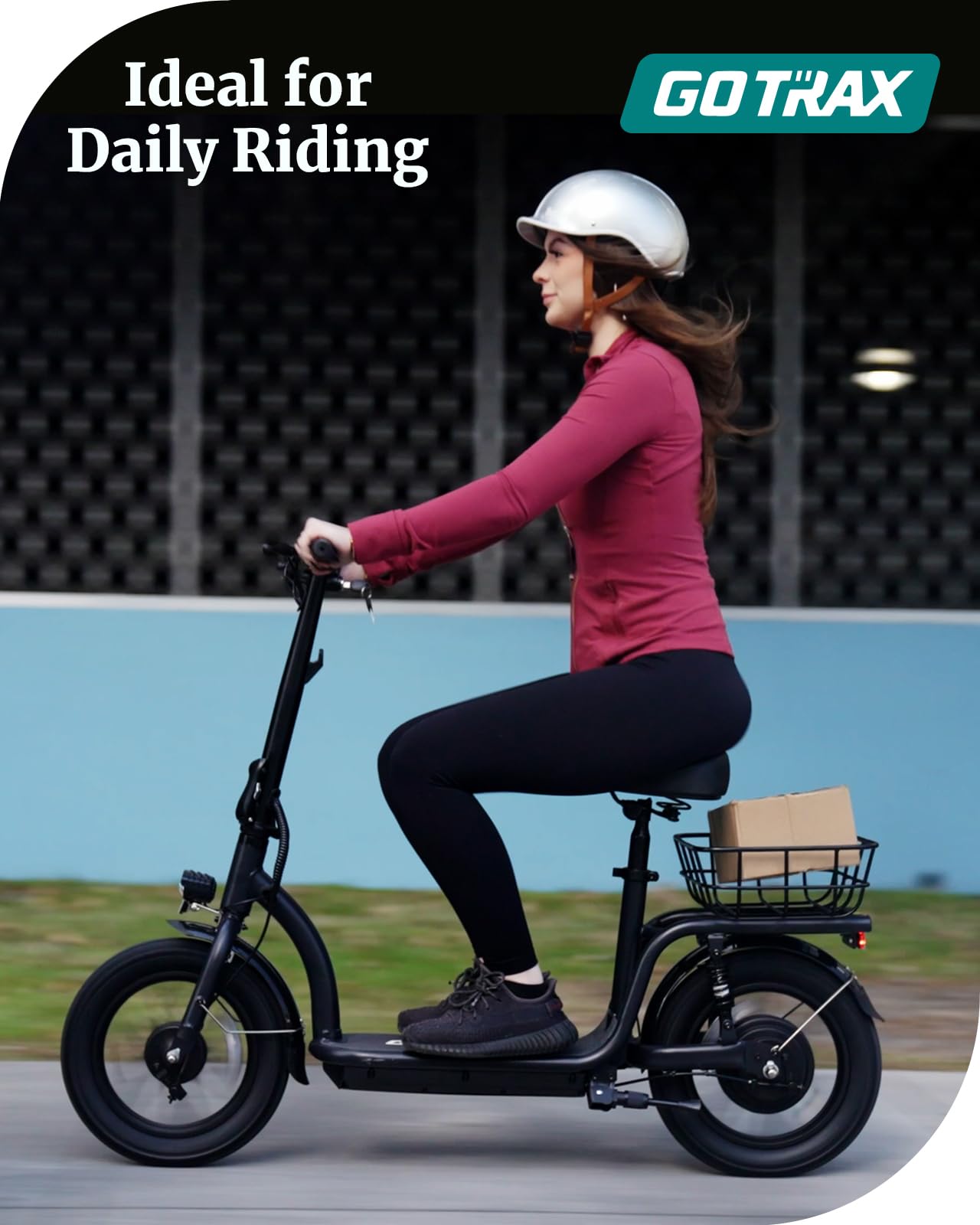 Gotrax Astro Electric Scooter with Seat for Adult Commuter,19 Miles Range&15.5Mph Power by 350W Motor, Folding Scooter with 14" Pneumatic Tire& Comfortable Wider Deck, E-Bike with Carry Basket Black
