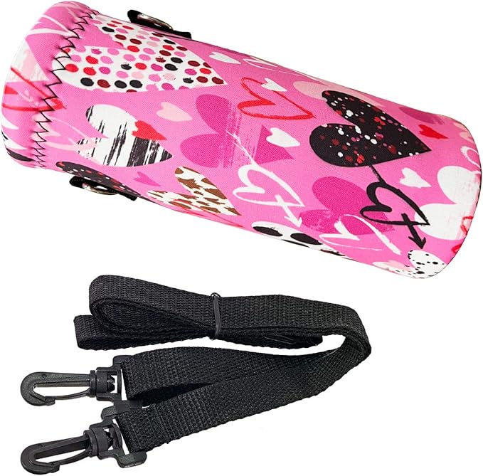 Water Bottle Sling Case Bag Carrier Holder - 500ML 750ML 1000ML Neoprene Water Bottle Sleeve Cooler Cover Pouch with Adjustable Shoulder Strap for Men Women Travel Camping Walking Hiking Running
