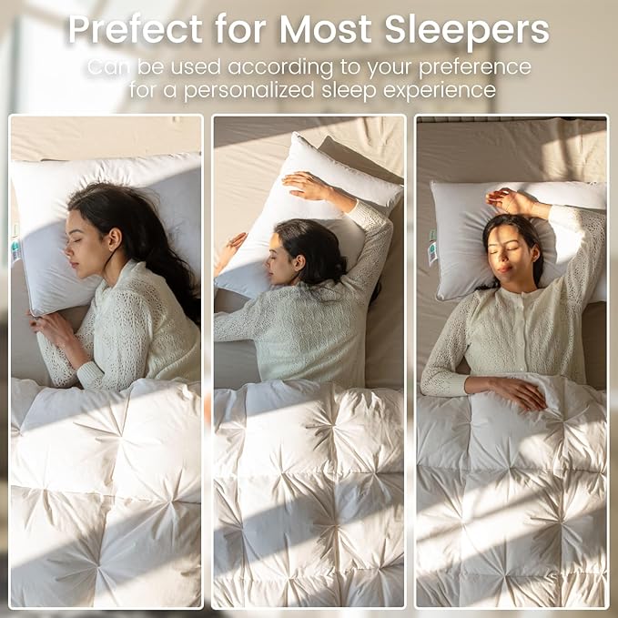 Alanzimo Goose Feather Down Pillows Extra Large Queen Size Set of 2, Luxury Soft Pillow for Sleeping, 600TC 100% Cotton Cover Hotel Collection Bed Pillows for Back, Stomach or Side Sleepers 20x30