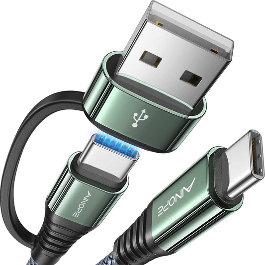 AINOPE USB C to USB C Cable, 10 FT USB C Cable Fast Charging with USB Adapter, 60W USB Type C Cable for iPhone 16 15 Pro Max Plus iPad MacBook Pro Air Samsung S25 Ultra Grey