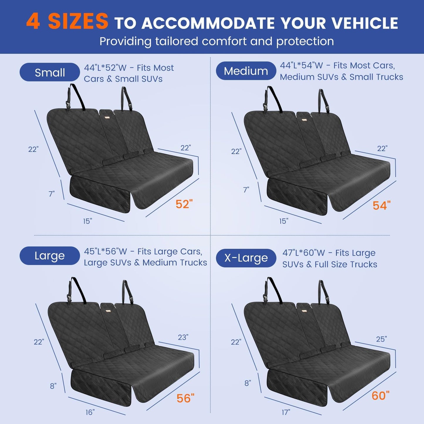 ALLANSING Back Seat Cover 60/40 Split Bench for Cars,Trucks,SUVs - Waterproof Easy Cleanup Car Seat Protector Great for Messy Kids and Drooling Pet Dogs(Black)