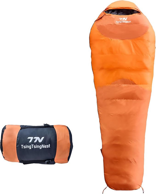 Backpacking Sleeping Bag 3 Season 20F Fill 21 Ounces of Duck Down 650Fill Power Duck Down Sleeping Bag Ultralight Camping Gear Equipment Traveling Campers and Outdoors
