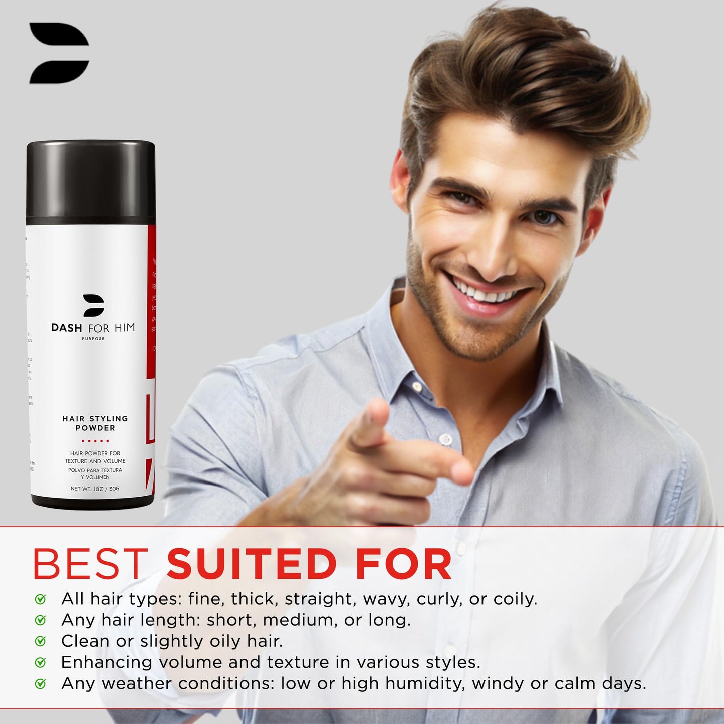Hair Styling Powder for Men or Women - Premium Texturizing and Volumizing Hair Texture Powder Colorless and Easy to Apply on Hairs with Long Lasting Hold (30g/1.05oz)