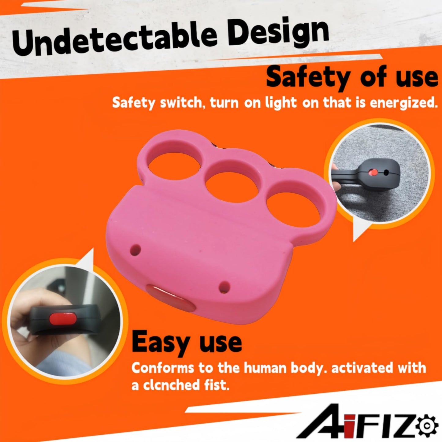 AIFIZO Stun Gun with Safety Switch Easy Cary USB Rechargeable