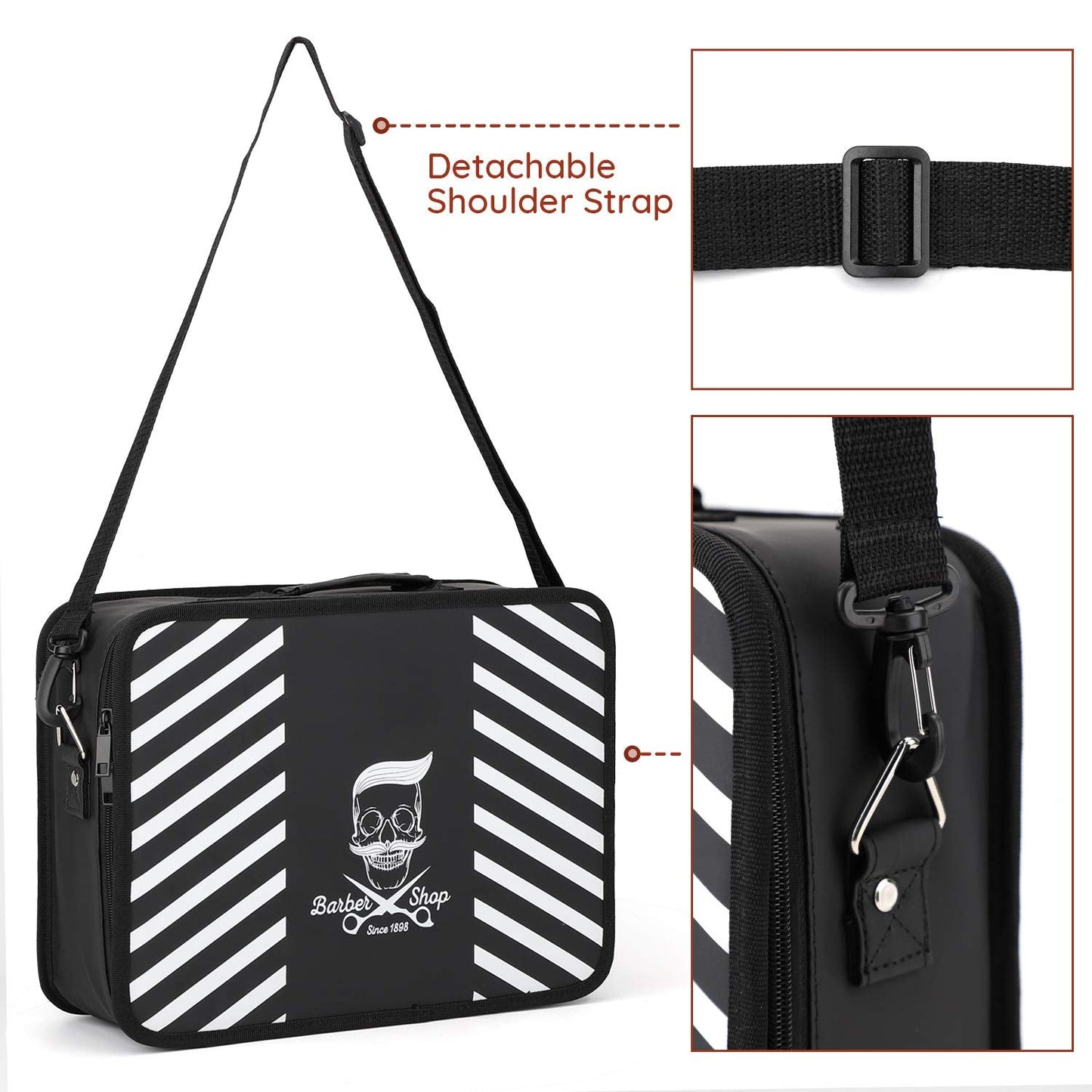 Segbeauty Barber Tool Case with Shoulder Strap, Large 10.8 x 14.6 x 4.3 in Hair Styling Travel Bag, Professional Salon Hair Cutting Grooming Kit Storage Organizer for Hair Dryer, Clippers, Scissors