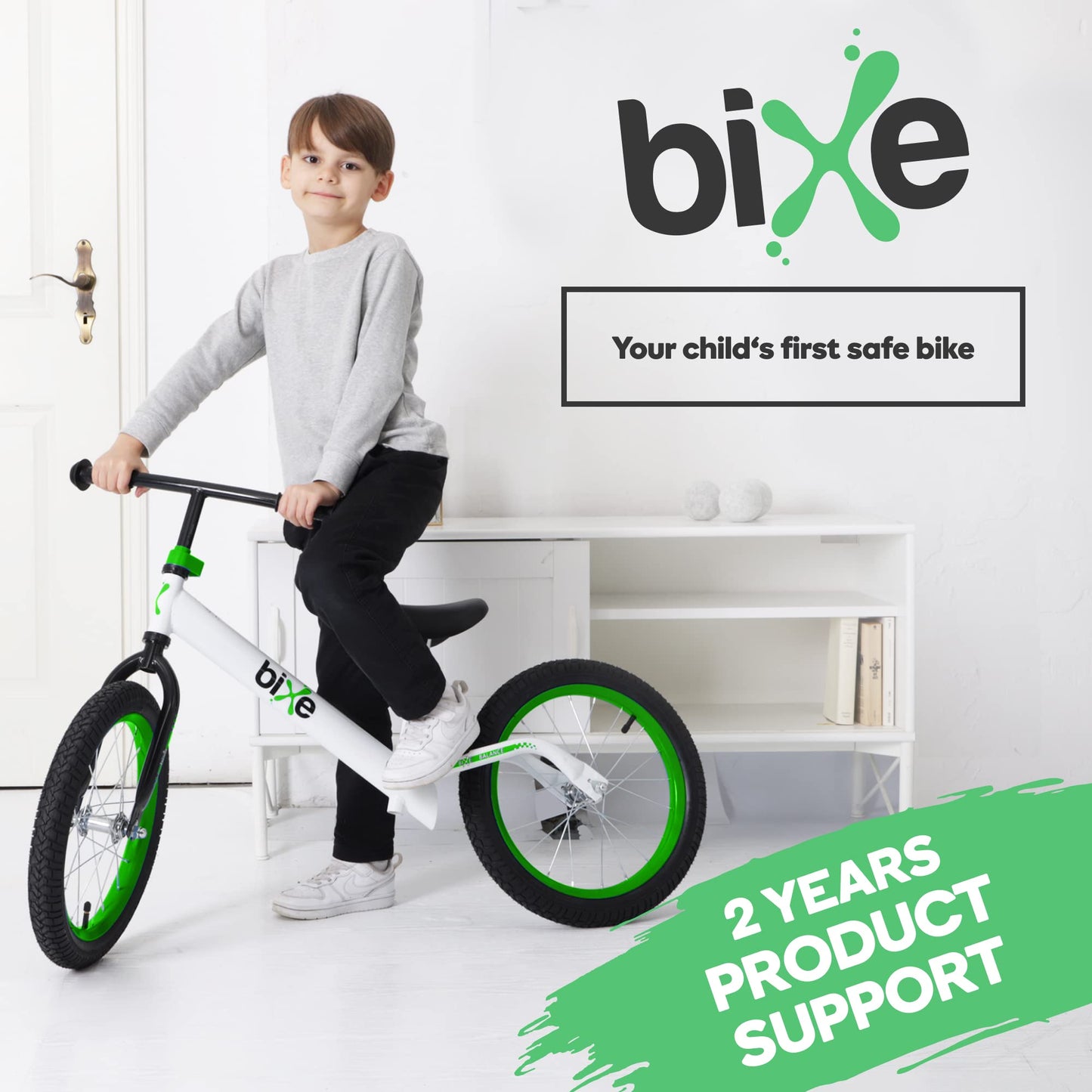 Bixe Balance Bike - 16" (40.6 cm) Big Kids' Training Bikes - Kids Balance Bike Designed for Children Ages 4 to 9 - No Pedal Push Bicycle for Boys or Girls - Green