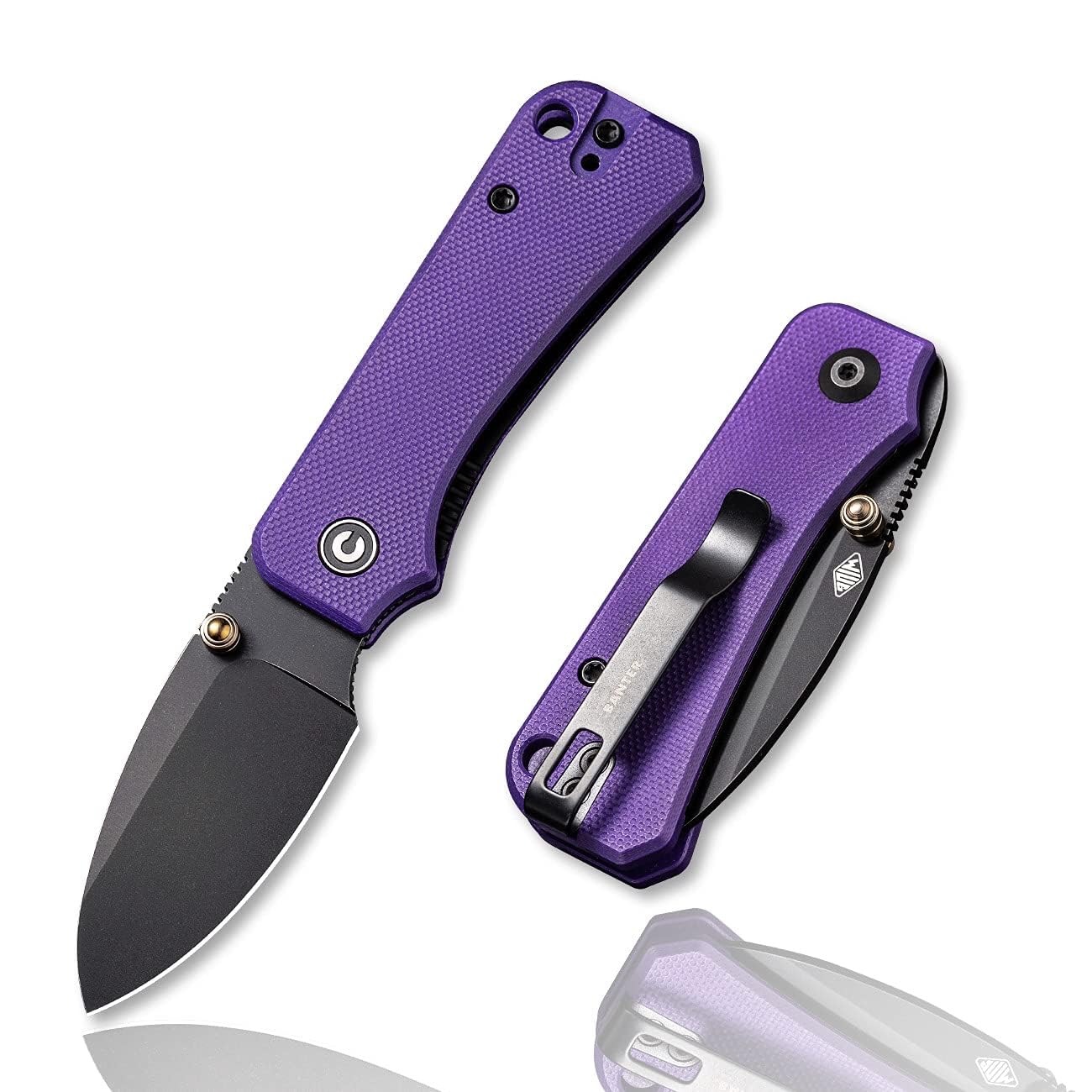 CIVIVI Baby Banter Pocket Folding Knife for EDC, 2.34" Blade Small Knife with Titanium Thumb Stud Opener (Purple)