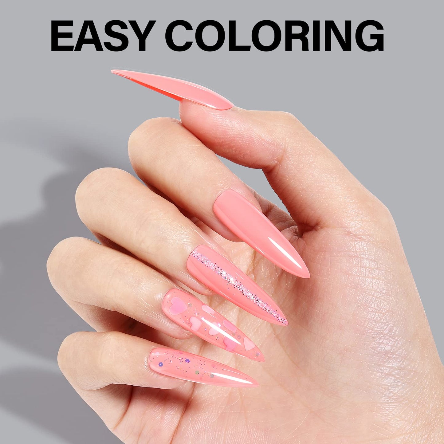 AILLSA Long Stiletto Nail Tips - Upgraded Matte Gel Full Cover Nails Tips No Filed, 240Pcs Pre-shaped Gelly Tips Acrylic Clear False Press On Soft Nail Tip for Soak Off Nail Extension 10 Sizes