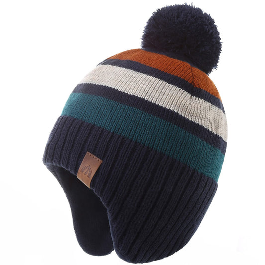 AHAHA Boys Winter Hat Baby Beanies with Earflap Upgrade Fleece-Lined Skiing Toddler Hat