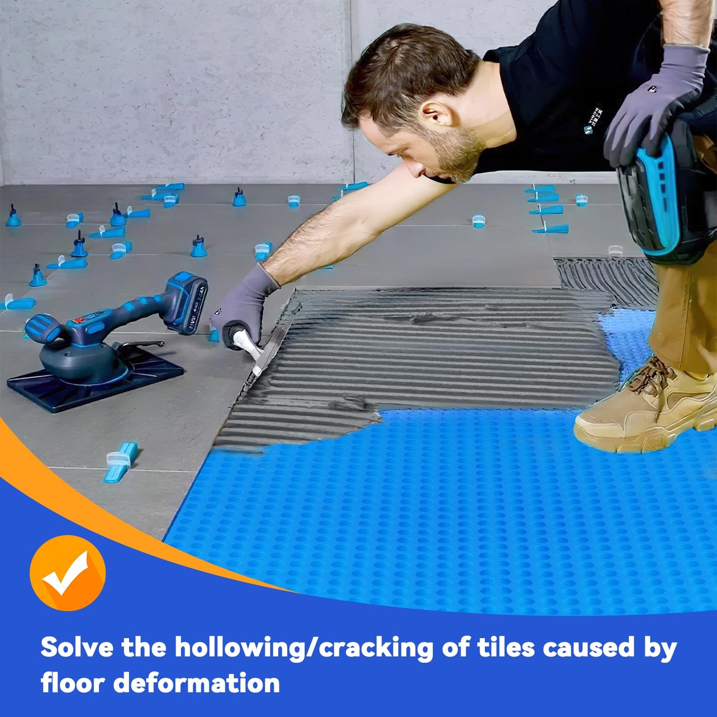 Uncoupling Membrane for Tile, 1/8''(3mm) Waterproof Flooring Underlayment – 108 Sq.Ft Crack Prevention Mat for Bathroom, Shower, Kitchen, Basement