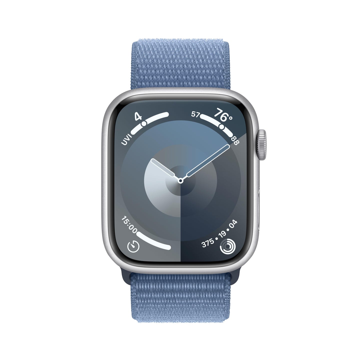 Apple Watch Series 9 [GPS, 45mm] - Silver Aluminum Case with Winter Blue Sport Loop (Renewed)