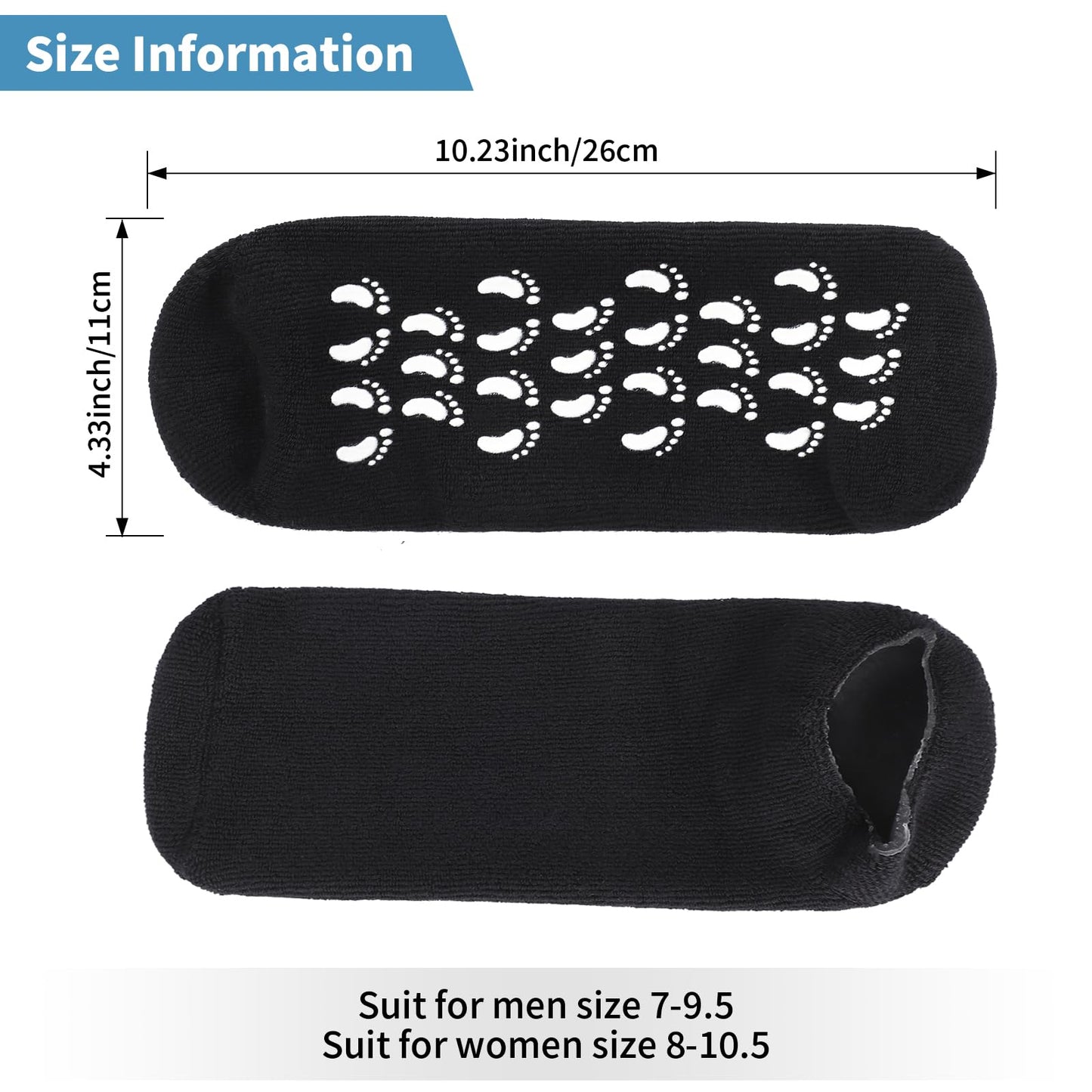 Aluroice Silicone Moisturizing Socks for Men - 2 Pairs Soft Foot Care Socks - Large Size Feet Moisturizing Socks for Dry Cracked Feet (Size M)