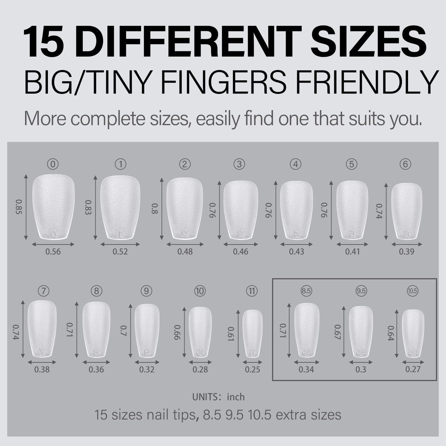 AILLSA Short Coffin Nail Tips 450pcs Soft Full Cover Gel Nail Tip Matte Pre-filed Press On False Nails Tips Fake Extension Gelly Nails Tip for Acrylic Nails Professional With Gift Box （15 Sizes）