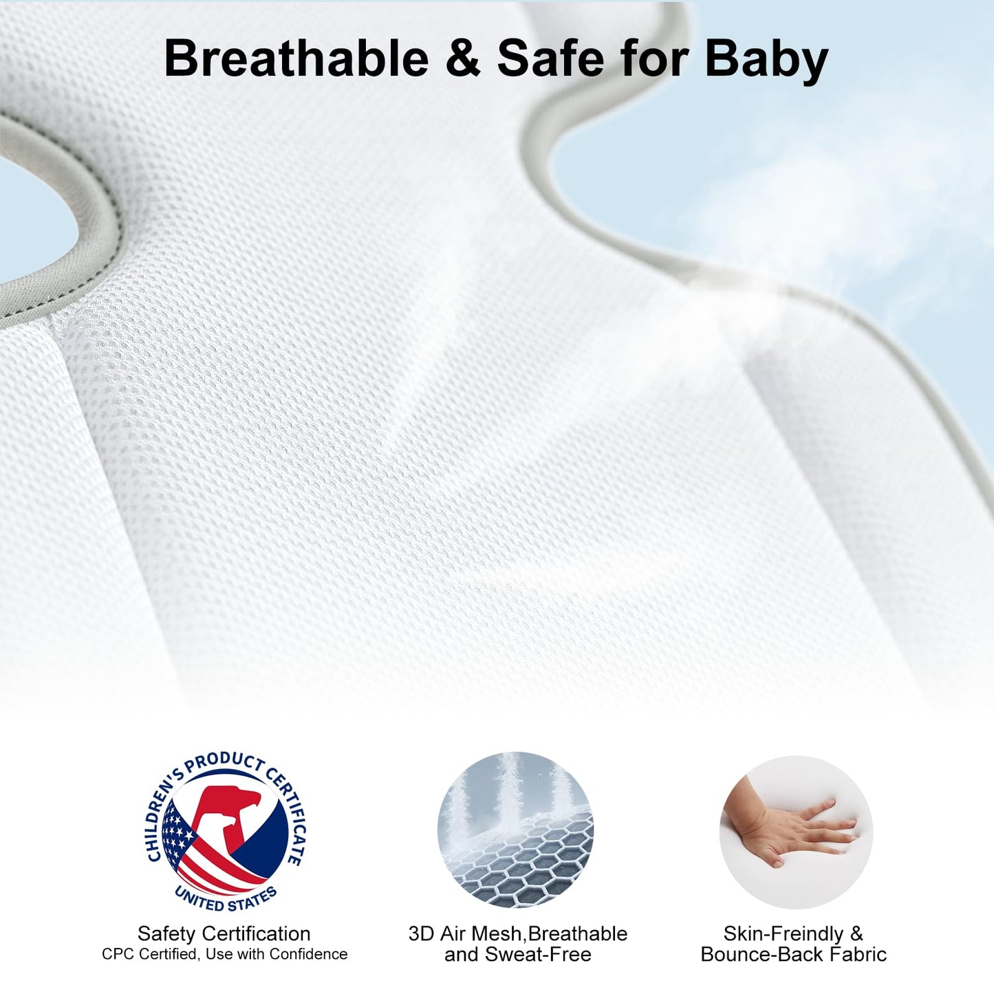AMACOOL Baby Stroller Cooling Pad, 3D Breathable Cooler Pad with 2 Built-in Blower, Max 10H Ventilation 3 Speeds 10000mAh Rechargeable Car Seat Liner Cooling Cushion for Toddler Baby Summer Essentials