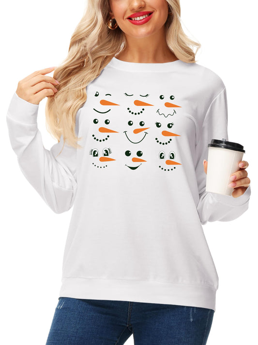 AOBUTE Womens Christmas Snowman Shirts Xmas Long Sleeve Print Holiday Party Tops 2XL