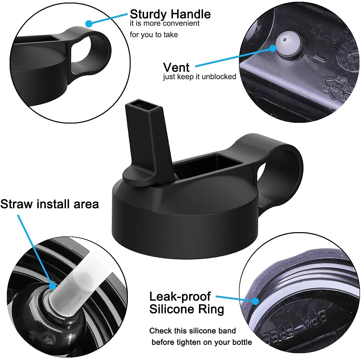 The Mass Wide Mouth Straw Lid Compatibility Most Sports Water Bottle (White & Jade)