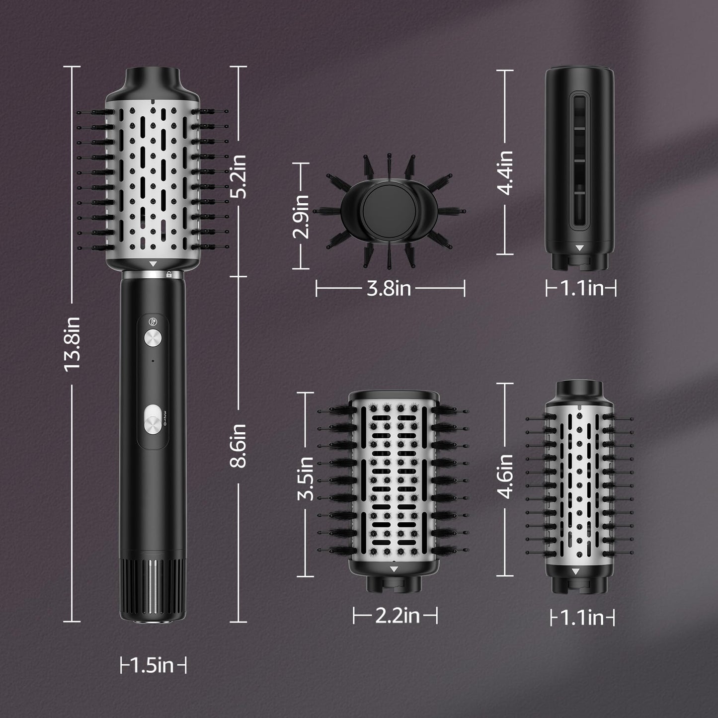 SKIMI Hair Dryer Brush and Blow Dry Brush, Multi-Hot Air Styler with 110000RPM Brushless Motor, Hot Air Brush for Fast Drying Curling Volumizing Straightening&Styling, High-Speed (Black&Silver)