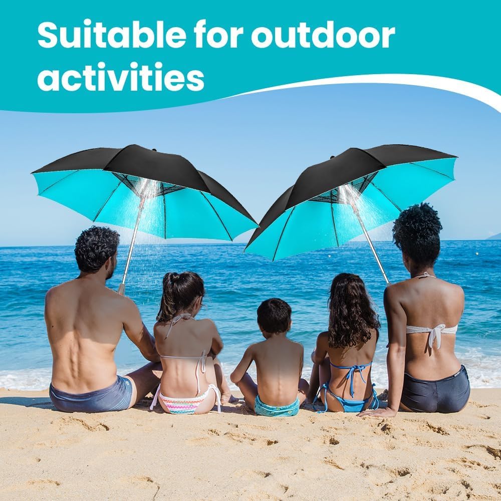 Uv Blocking Umbrella With Fan, 2024 New 3 In 1 Umbrella With Fan And Mist Spray, Sun Umbrella Protection, Usb Rechargeable Sun Umbrella, Cooling Umbrella With Fan, For Fishing, Golfing, Patio, Sand, Travel (Flamingo)