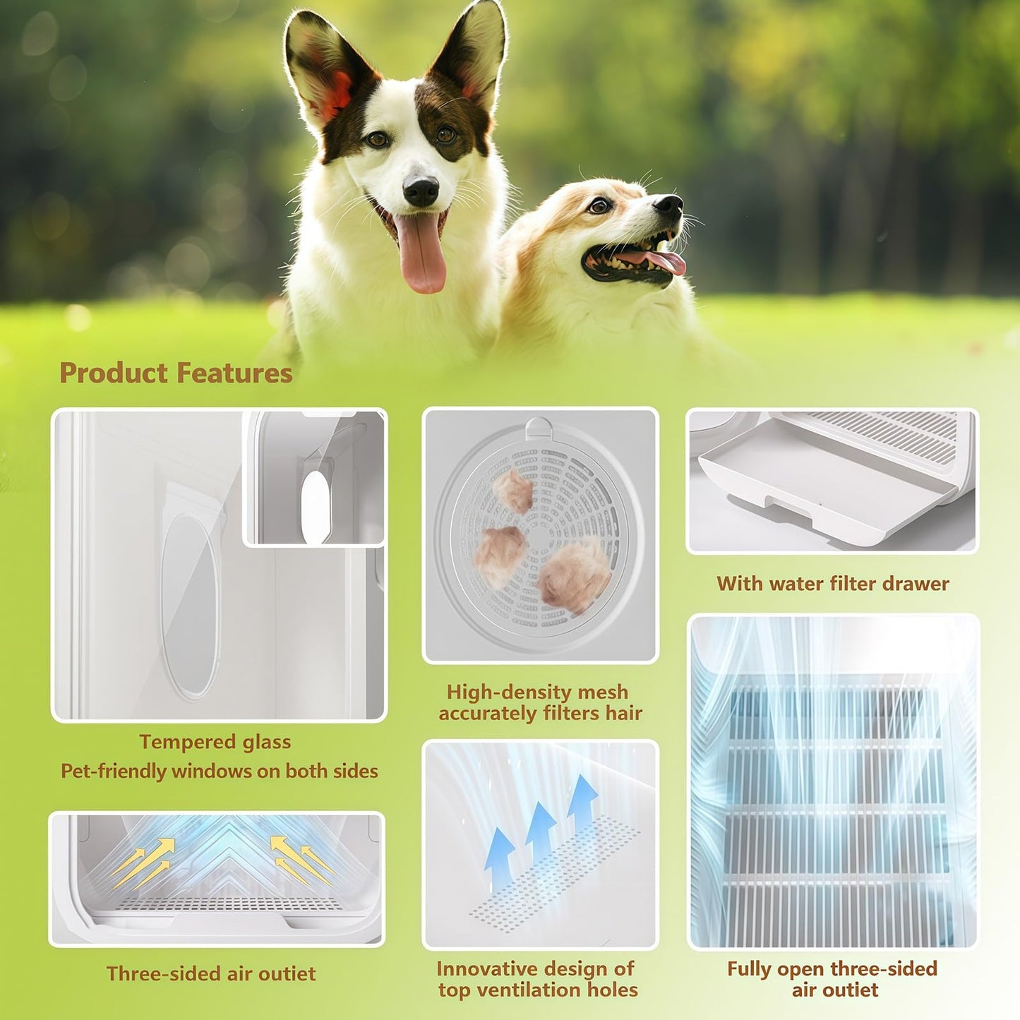 WENMEE Automatic Pet Dryer Box(for Dogs) - Fast and Quiet Drying, Ionic Care, Suitable for Small and Medium Pets, 72L