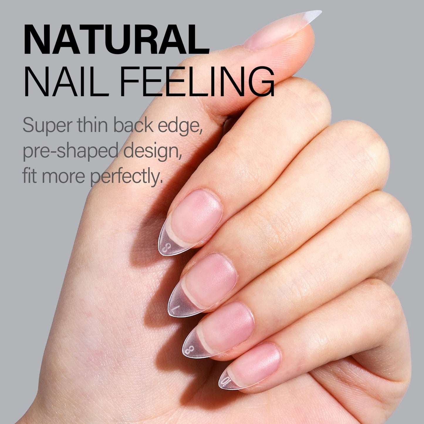 AILLSA Short Almond Nail Tips 450PCS Upgraded Matte Gel Nails Tips No Filed Pre-shaped Soft Full Cover Short Almond Nails Clear False Gelly Nail Tip for Soak Off Nail Extensions 15 Sizes