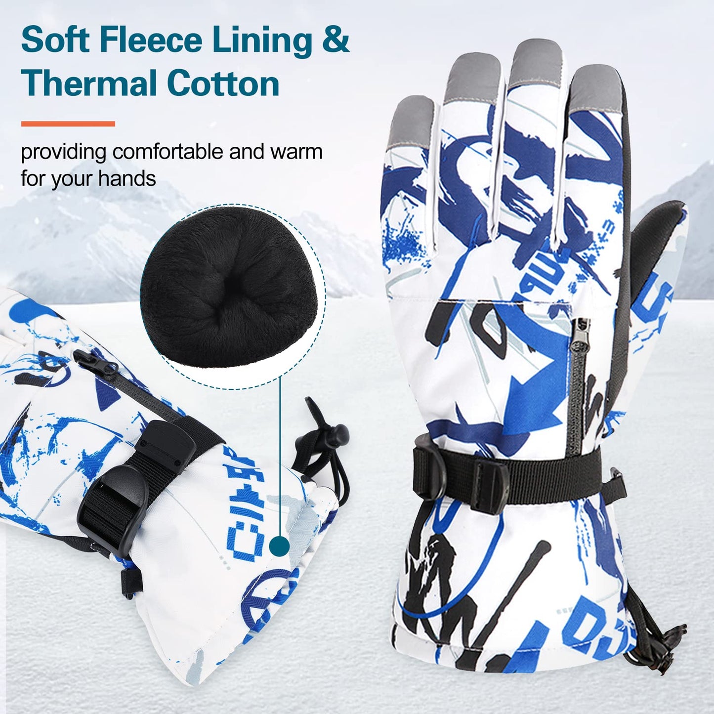 American Trends Ski Gloves for Men Women Winter Warm Outdoor Riding Mountaineering Thick Waterproof Windproof Pockets Winter Snow Gloves Pink M