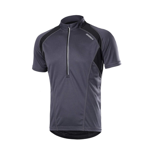 BERGRISAR Men's Half Zipper Cycling Jersey Short Sleeves Bike Bicycle Shirts with Zipper Pocket Quick-Dry Breathable BG060 Grey M