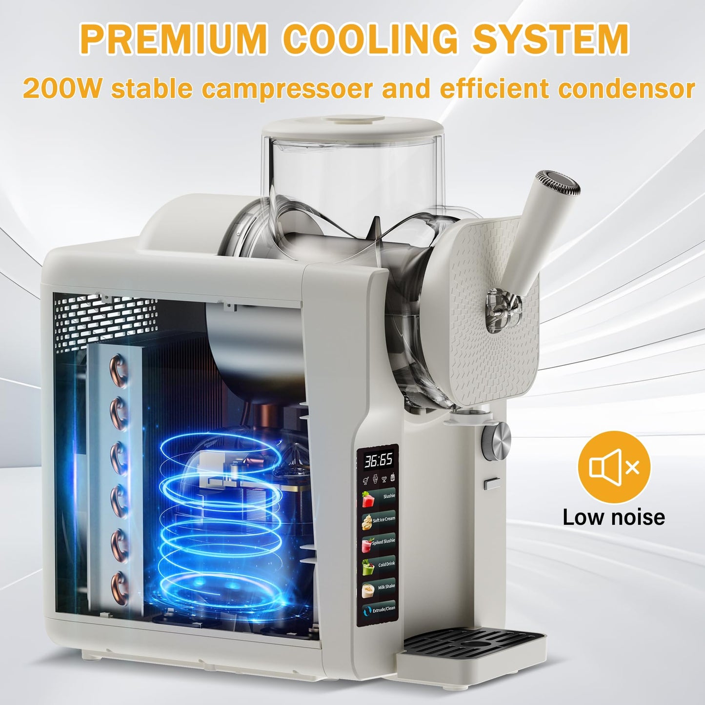 5-IN-1 Ice Cream & Slushie Maker Machine with LCD Display - 2L Large Capacity, Self-Cleaning, 12 Texture Levels for Soft Serve, Cocktails, Milkshakes, Home Party Bar (65dB Quiet)