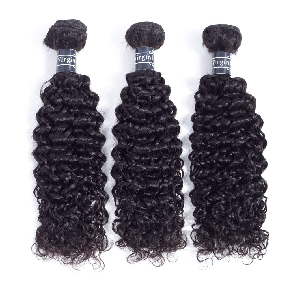Amella Hair Brazilian Curly Hair Weave 3 Bundles(10 12 14inch, 285g) 100% Unprocessed Brazilian Virgin Kinkys Curly Human Hair Extensions Natural Black Color