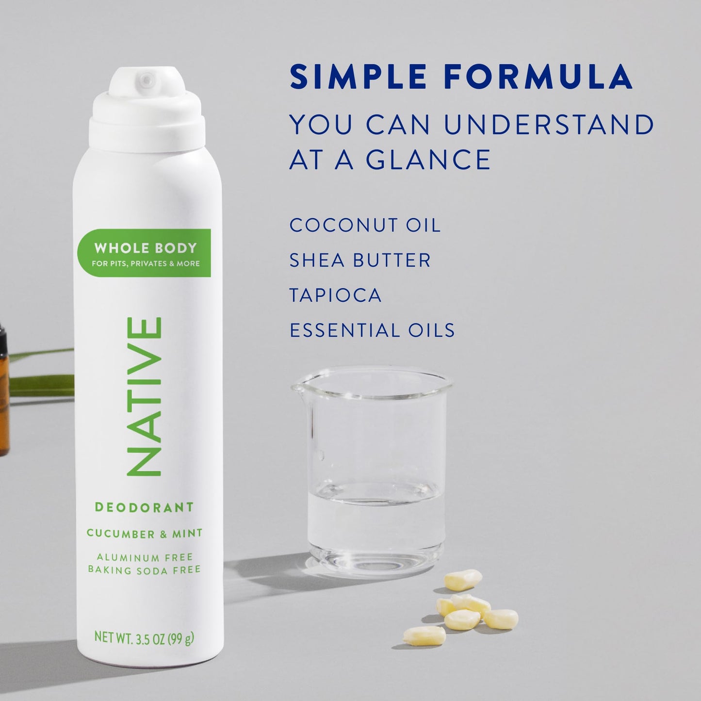 Native Whole Body Deodorant Spray Contains Naturally Derived Ingredients, Deodorant for Women & Men | 72 Hour Odor Protection, Aluminum Free with Coconut Oil and Shea Butter | Cucumber & Mint