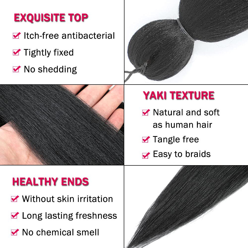 Alrence Pre Stretched Braiding Hair Long Braid 22 Inch 8 Packs Professional Braiding Hair Extensions Synthetic Crochet Twist Braids (22 Inch, 1B#)